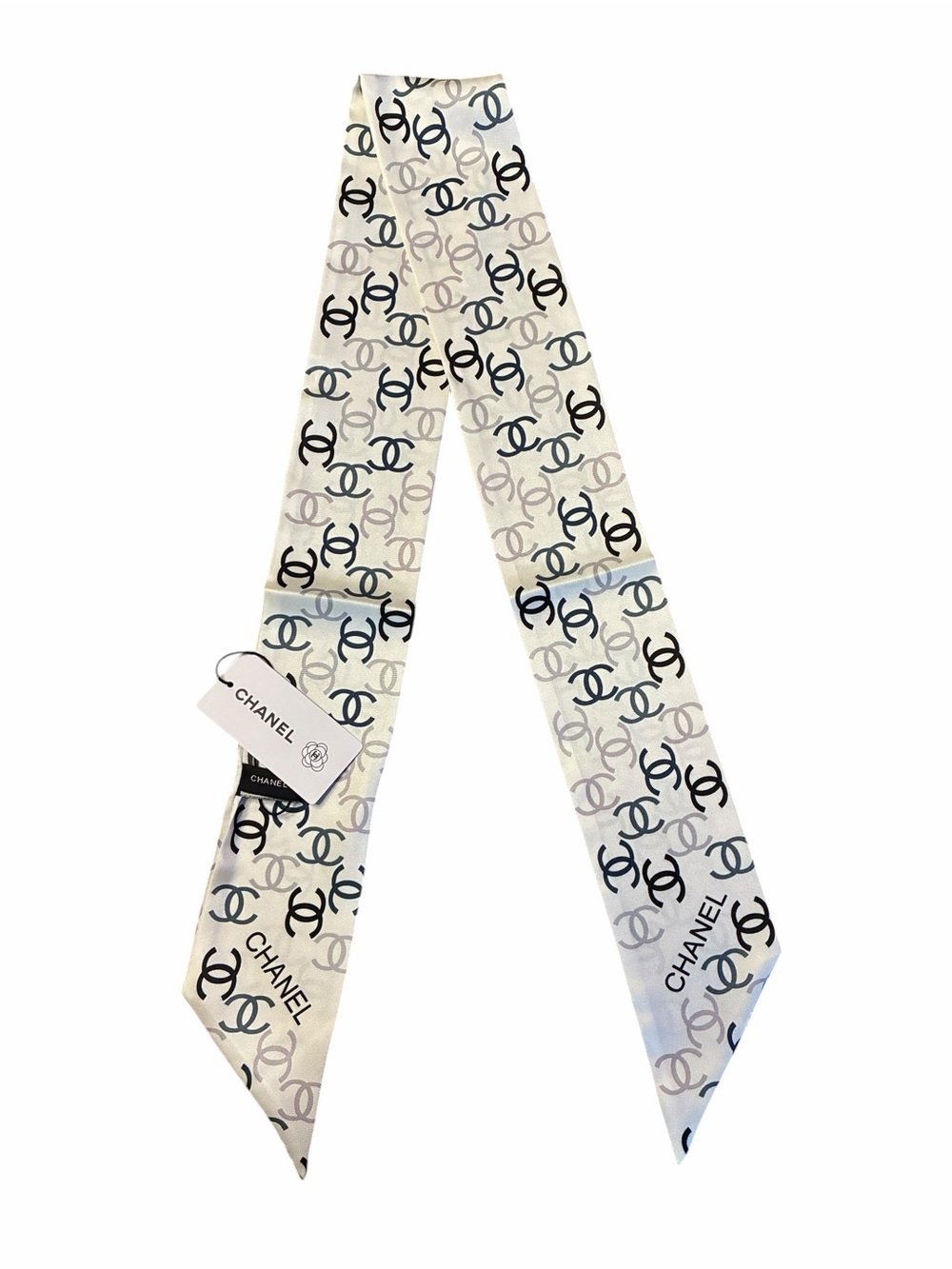 Double C Logo 100% Silk Twilly Slim Bandeau Scarf